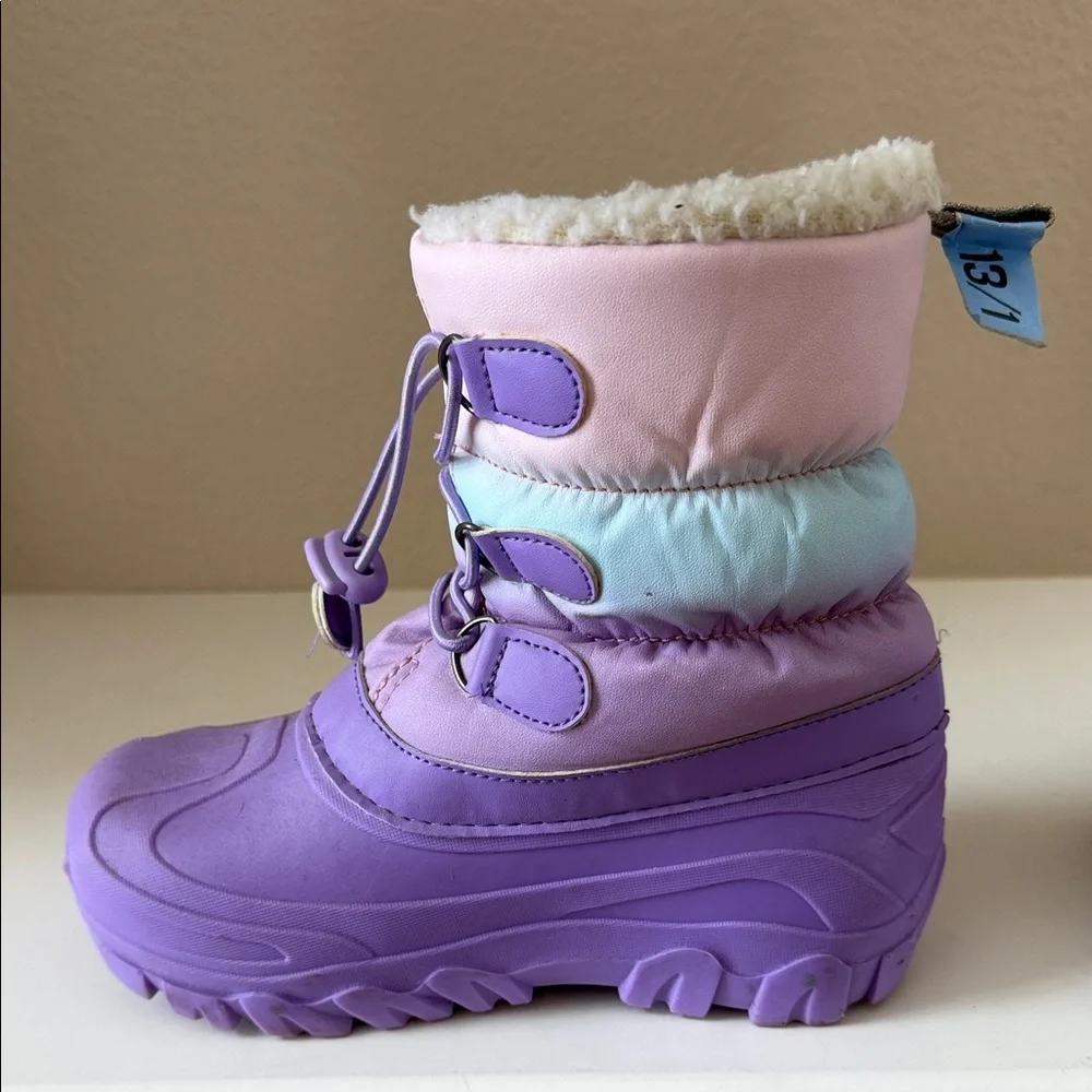 Girls Purple and Pink Winter Boots